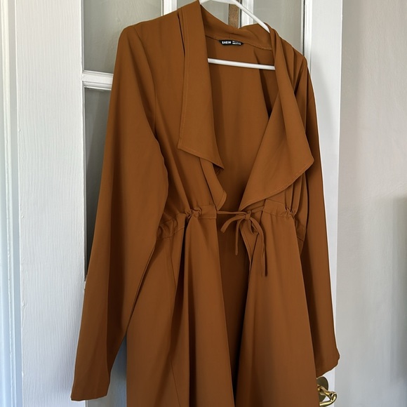 SHEIN Drape Trench Coat Jacket w Tie - Picture 2 of 4